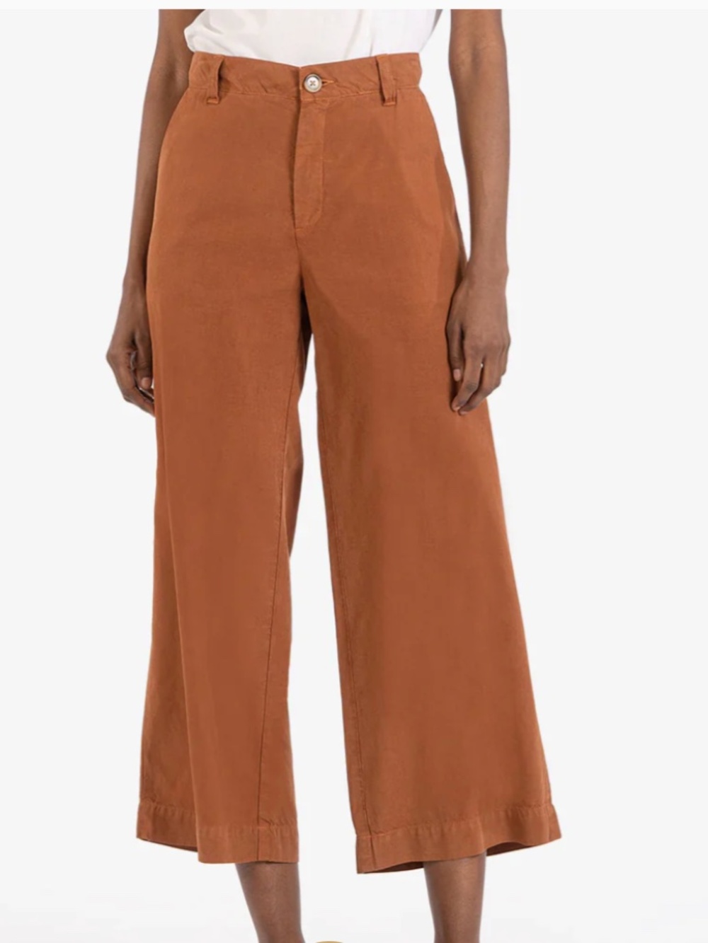Kut From the Kloth Charlotte Wide Leg Cropped Trousers in Chestnut. Size 10